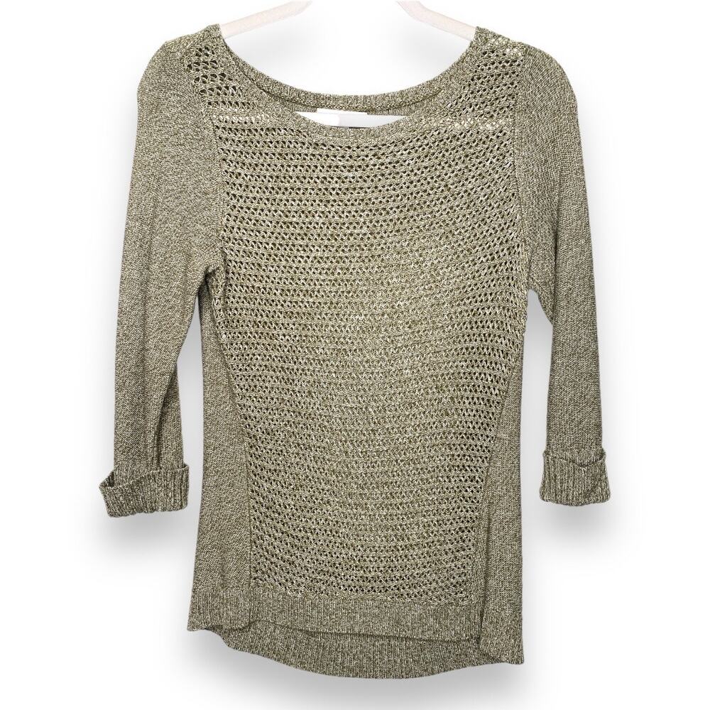 New York & Company Knit Oatmeal Heather Sweater XS